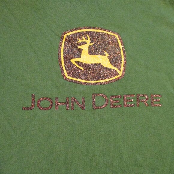 John Deere Woman Large Green Yellow Black Graphic Long Sleeve Pullover Hoodie - Picture 3 of 7